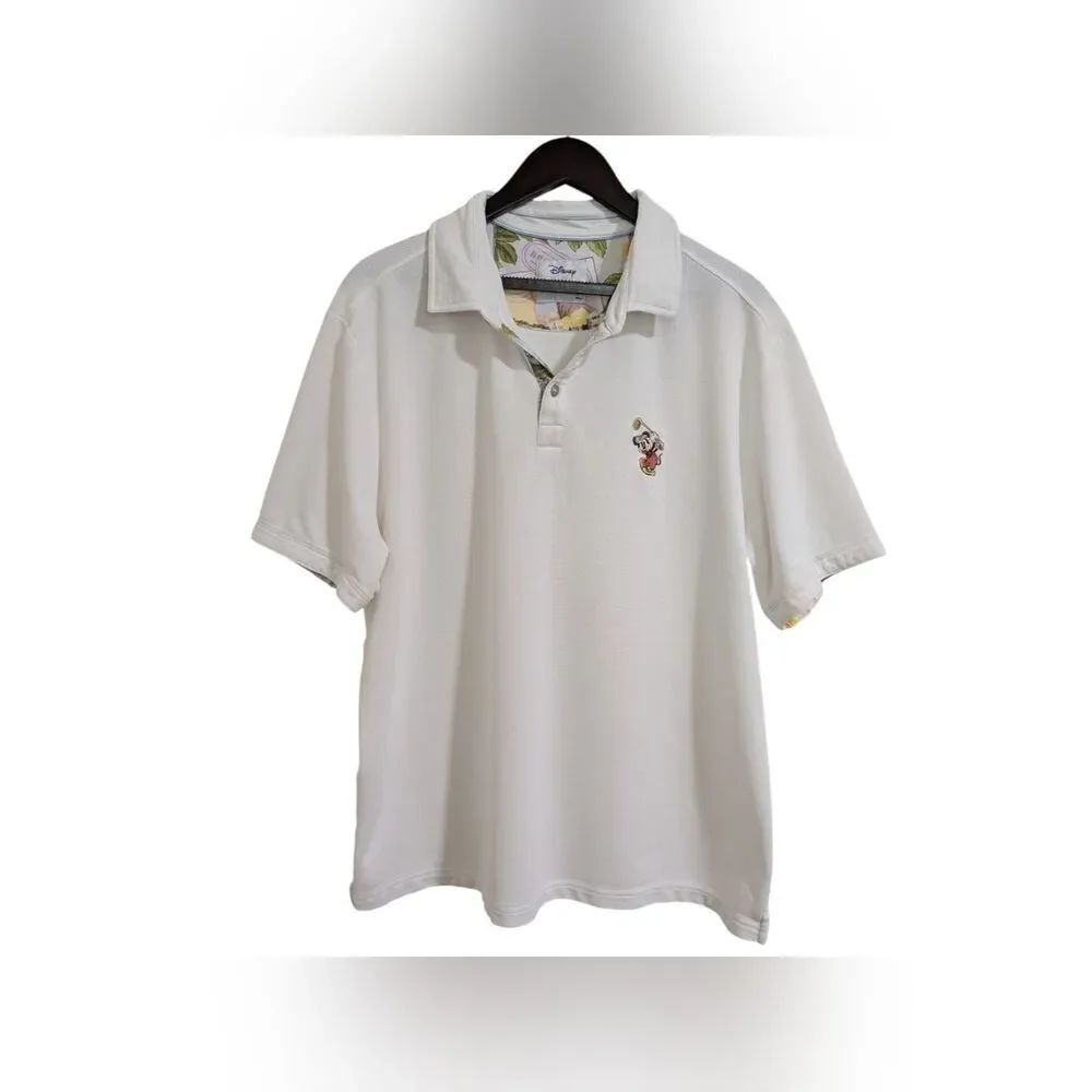 Disney x Tommy Bahama Mickey Mouse Golf Polo Shirt White XXL Supima Cotton